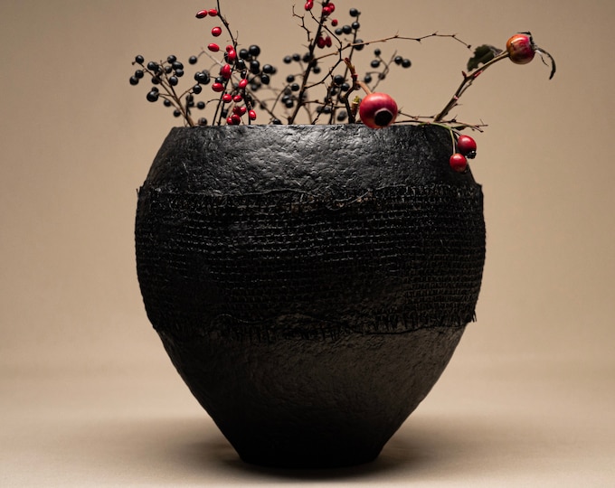 Paper Mache Large Bowl: Wabi Sabi Charm – Rustic Vase for Stylish Home Decor & Centerpieces – Modern Vase and Bowl for Housewarming Gift