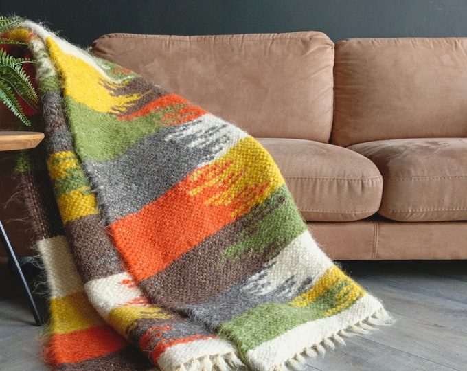 Wool Blanket California King – Natural Sheep Wool Throw Blanket – Warm and Cozy Texture  –  Ideal for Scandi Home Décor – Traditional Design