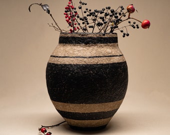 Paper Mache Large Wabi Sabi Vase, Modern Elegance, Eco-Chic with Aging Effect, Ideal for Decor & Centerpieces, Rustic Farmhouse Charm