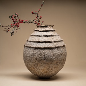 Paper Mache Boho-Chic Vase – Handmade Elegance, Wabi Sabi Charm with Aging Effect – Eco-Chic Statement for Modern Decor & Centerpieces
