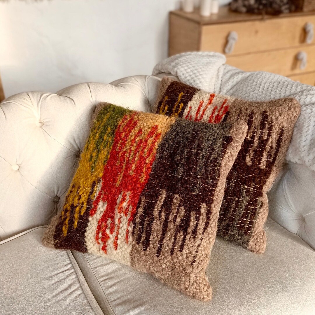 Handwoven Wool Throw Pillow Cover Decorative, Cozy, and Textured Pillow