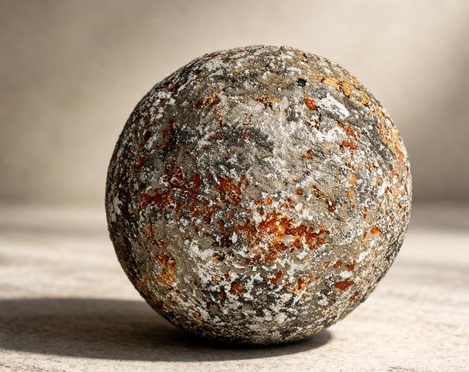 Earthy Textured Sphere – Organic Paper Clay Mini Sculpture – Contemporary Wabi Sabi Art Object