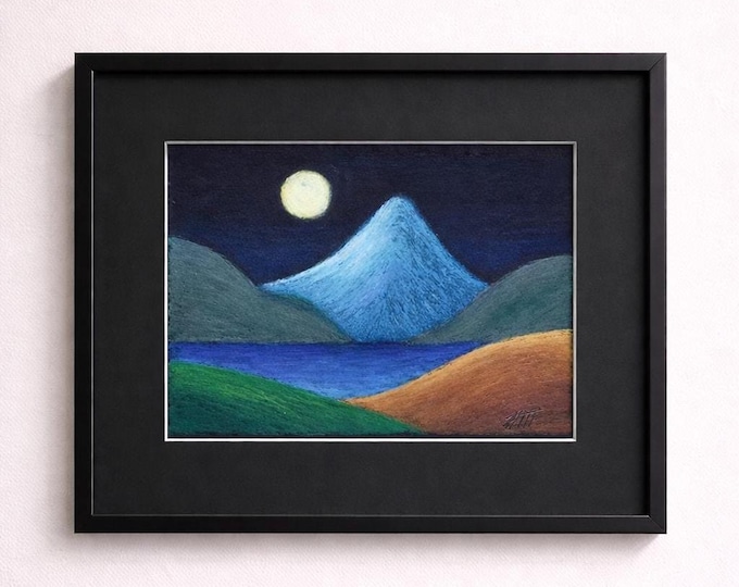 Contemporary Semi Abstract Landscape – Original Oil Pastel on Paper – Expressive Small  Wall Art Piece