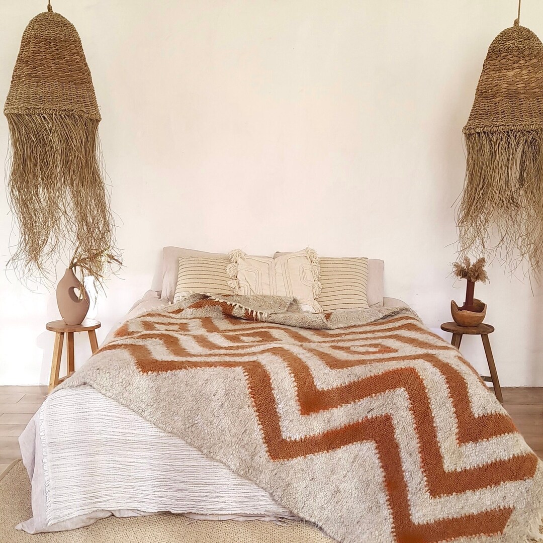 Wool Blanket California King Natural Sheep Wool Throw Blanket Warm and