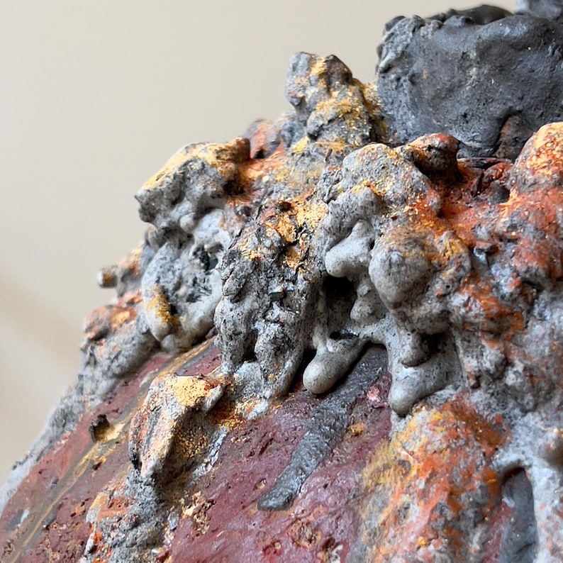 Volcanic red handmade earth vase