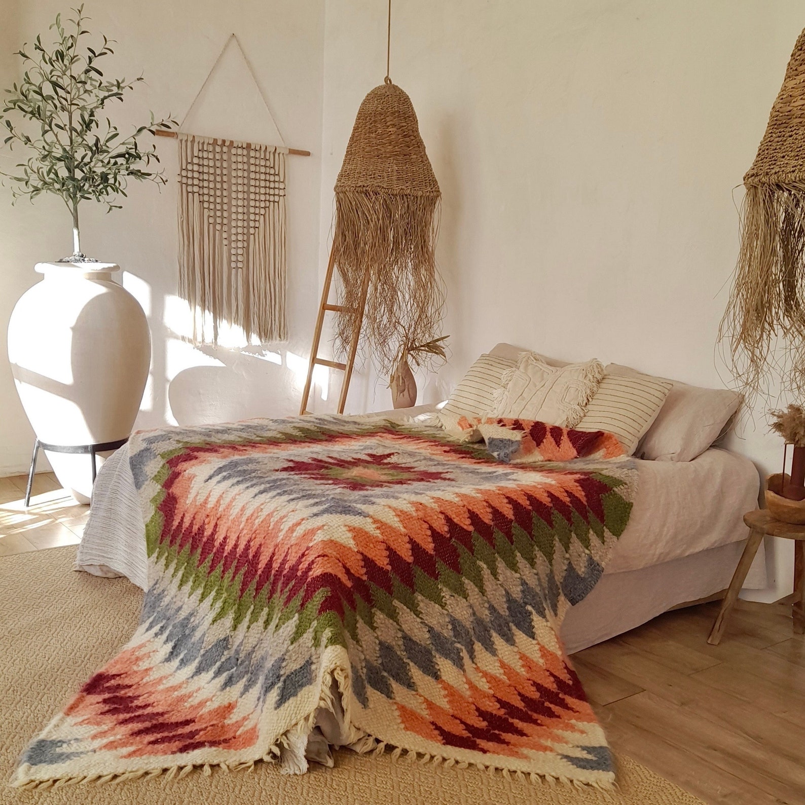 Wool Blanket California King Natural Sheep Wool Throw Blanket Warm and