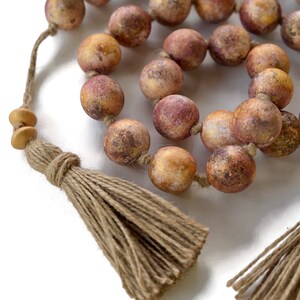 Farmhouse chic: Large Wooden Bead Garland adds rustic charm to your space