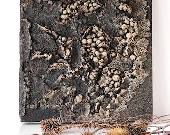 3D Wabi Sabi Textured Painting, Neutral Organic Modern Wall Art, Paper Clay Layers