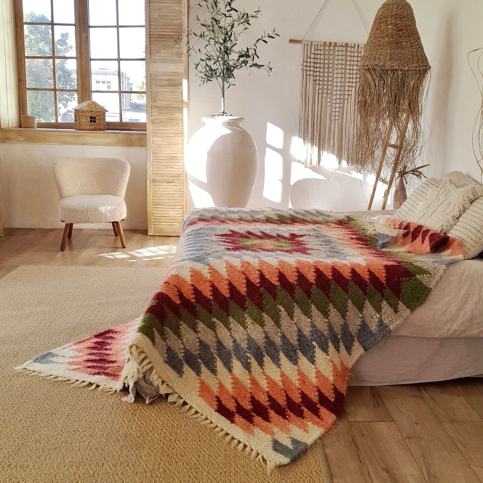 Wool Blanket California King Natural Sheep Wool Throw Blanket Warm and