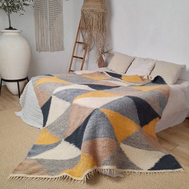 Wool Blanket California King Natural Sheep Wool Throw Blanket Warm and