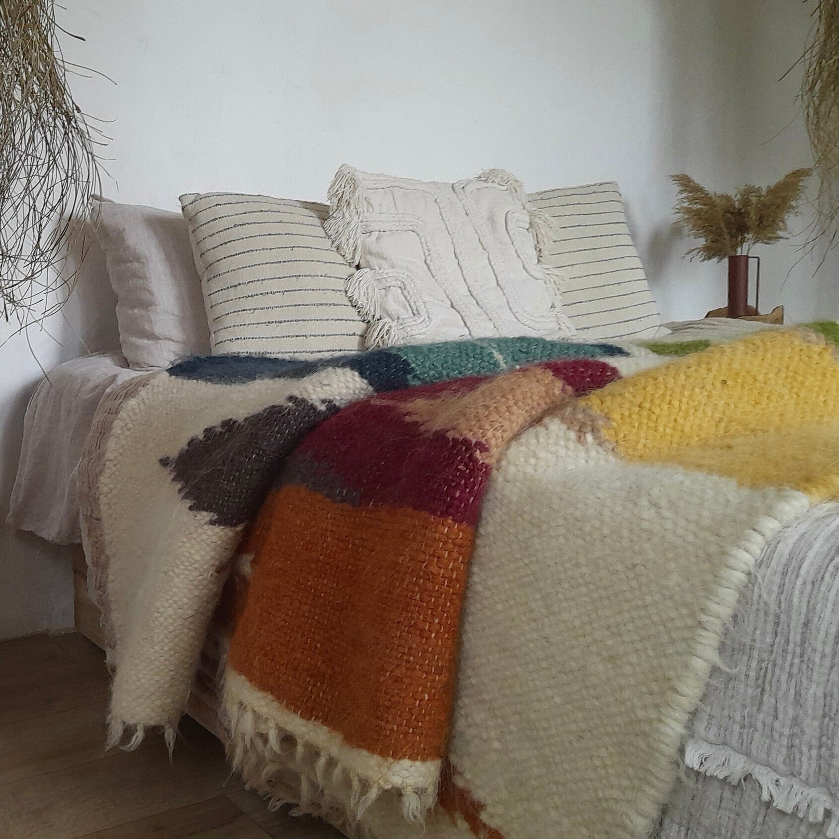 Wool Blanket California King Natural Sheep Wool Throw Etsy