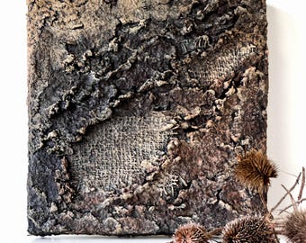 Wabi-Sabi Home Decor: 3D Textured Wall Art on Organic Canvas - Handmade Painting - Modern Rustic Accent - Eco-Friendly Artistic Decor