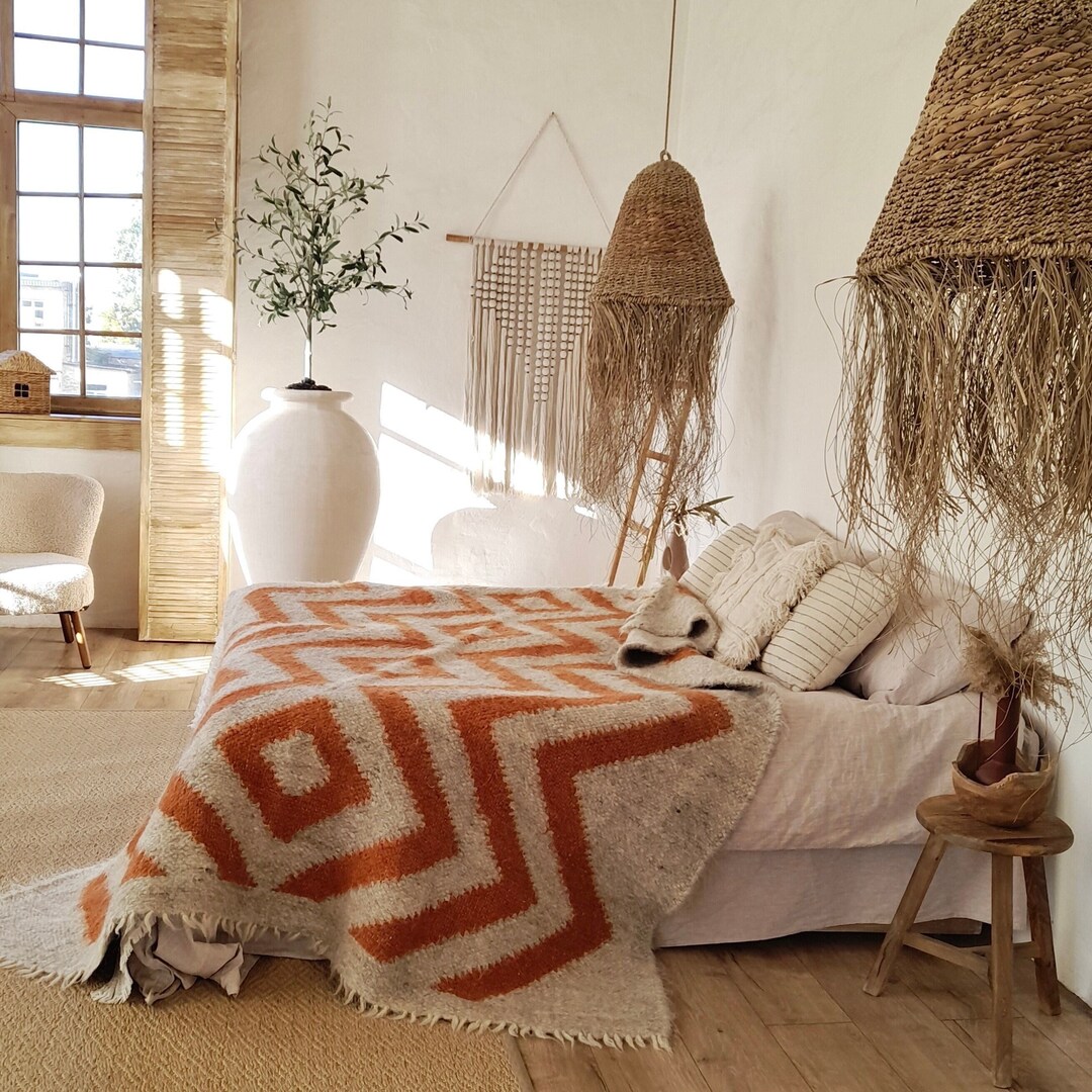 Wool Blanket California King Natural Sheep Wool Throw Blanket Warm and