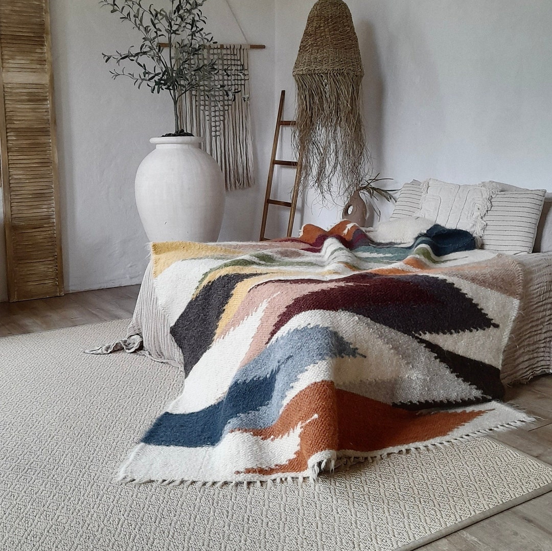 Wool Blanket California King Natural Sheep Wool Throw Blanket Warm and