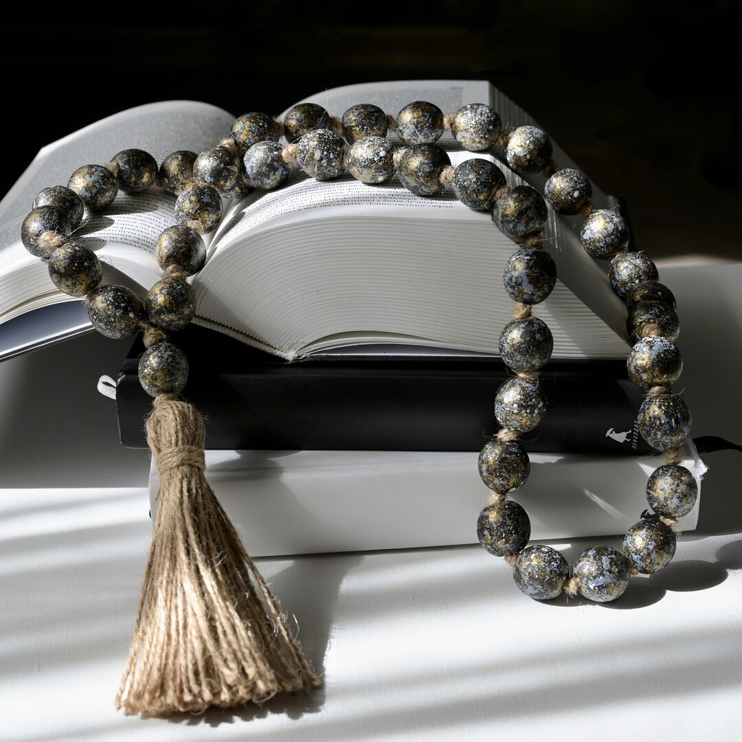 Wooden Bead Garland With Tassels Modern Farmhouse Beads for Home Décor