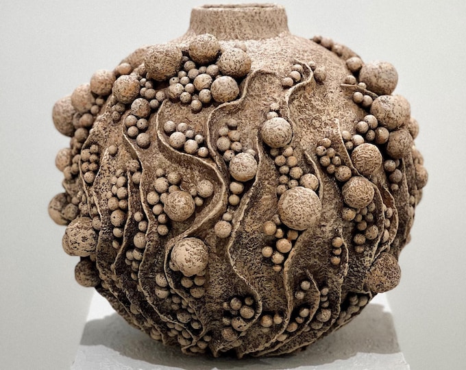 Earth Tone Art Vessel, Handmade Organic Paper Clay Vase, Contemporary Biomorphic Sculpture, Japandi Wabi Sabi Decor