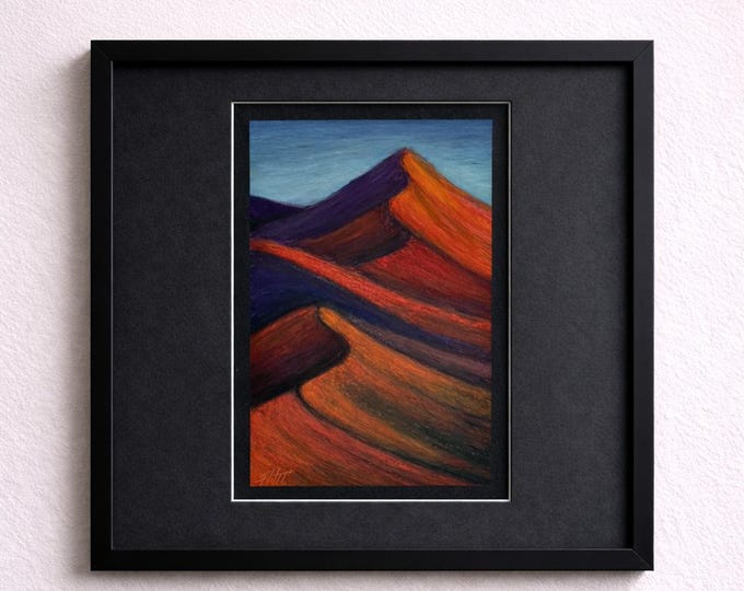 Small Contemporary Wall Artwork, Semi Abstract Landscape Art, Original Modern Oil Pastel on Paper