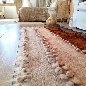 Handmade Natural Wool Rug - Modern Bohemian Home Decor - Eco-Friendly Living Room Carpet - - Natural Sheep Wool - Unique Gift