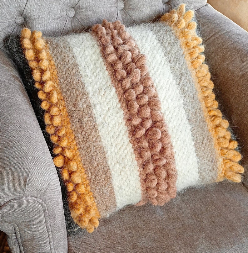 Handwoven Wool Throw Pillow Cover Decorative, Cozy, and Textured Pillow