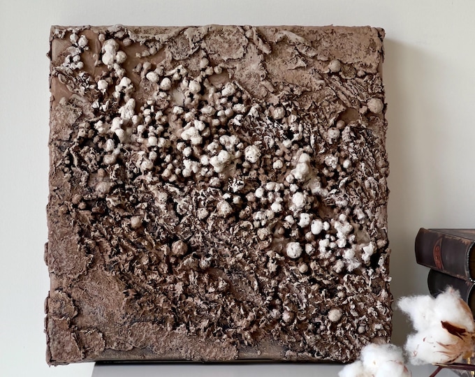 Textured Paper Clay Wall Sculpture: Wabi Sabi Organic Decor, Japandi Wall Art, Minimalist Neutral Accent, Sculptural Rustic Piece