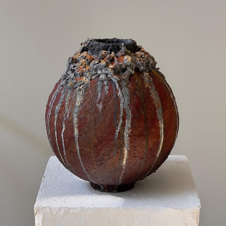 Organic paper clay sculptural vessel