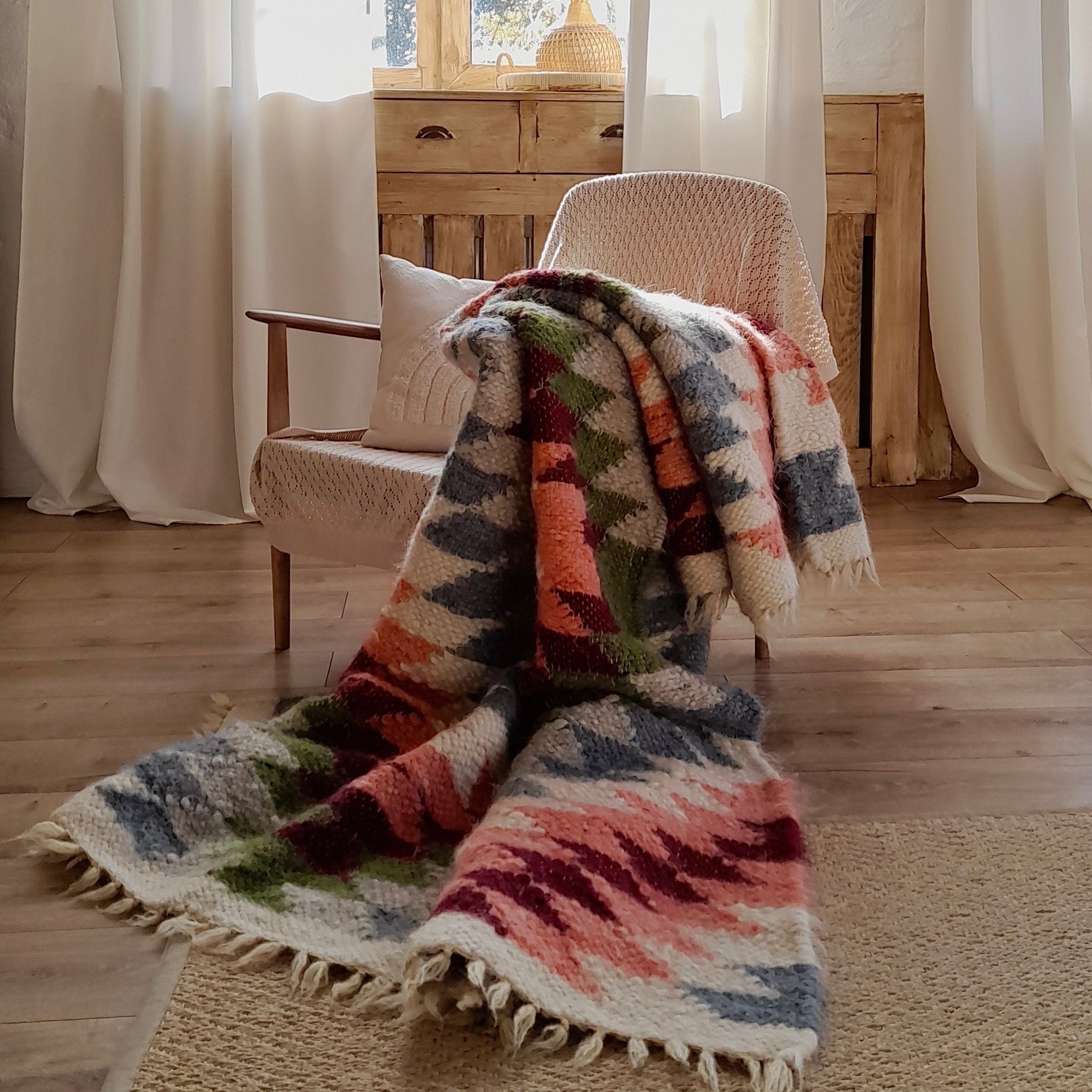 Wool Blanket California King Natural Sheep Wool Throw Blanket Warm and