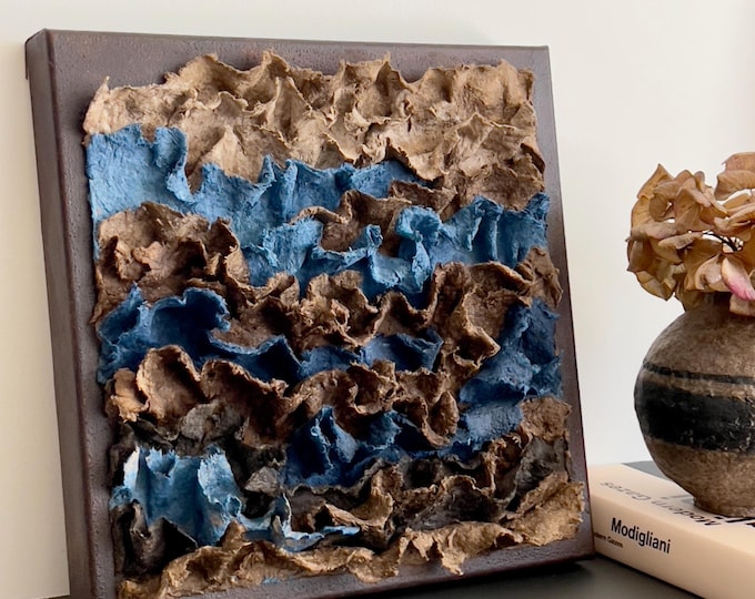 Textured Paper Clay Wall Sculpture: Wabi Sabi Japandi Home Decor, Minimalist Rustic Art, Handmade Clay Relief, Organic Abstract Accent
