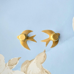 Brass Swallow bird shaped Cabinet Pull - Unique Furniture Hardware