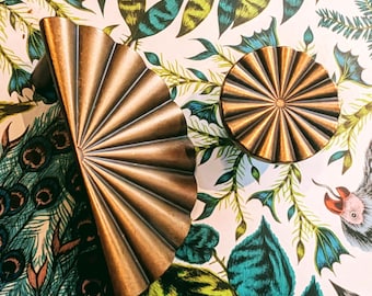 Geoliede brons Sun Ray kastgreep: messing handvat in art-decostijl
