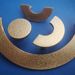 Aged Hammered Brass Semi-Circle Handle: Bronze Cabinet Door Pull