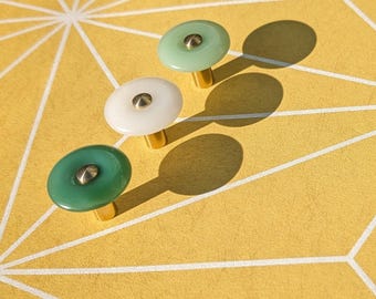 Perilla de gabinete de resina de estilo moderno de mediados de siglo - Tirador de cajón de latón verde o blanco