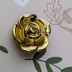 Gold Brass Rose Cabinet Knob: Floral Drawer Pull, Furniture Hardware