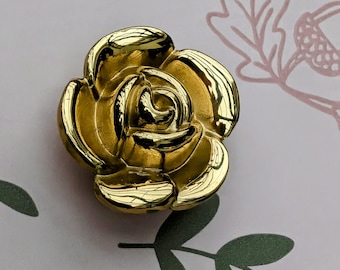 Tirador de armario de latón dorado con forma de rosa: Tirador de cajón floral, herrajes para muebles