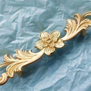 Gold Baroque Cabinet Pull: Antique French Style Solid Brass Drawer Handle