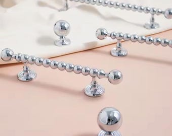 Handtag i silverförkromad mässing: Bubbelstil, lådhandtag, modern beslag