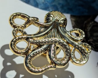Gold Octopus Cabinet Pull: Quirky Kraken Drawer Knob