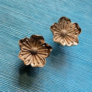 Gold Brass Cherry Blossom Cabinet Handle: Flower Drawer Pull