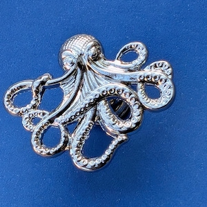 Silver Octopus Cabinet Pull: Chrome Kraken Drawer Knob