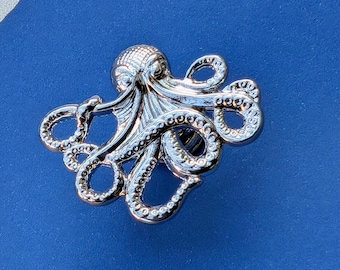 Silver Octopus Cabinet Pull: Chrome Kraken Drawer Knob