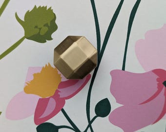 Solid Brass Geometric Drawer Knob: Gold Cabinet Pull, Furniture Hardware