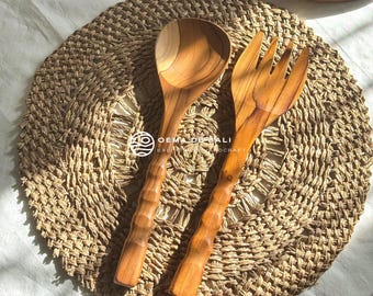 SET POSATE LEGNO ULIVO forchetta e cucchiaio mestolo - cucinare servire