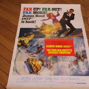 On Her Majesty&#39;s Secret Service 1969 One Sheet US Original Poster James Bond George Lazenby 29x41&quot;/ 68.6x104cm