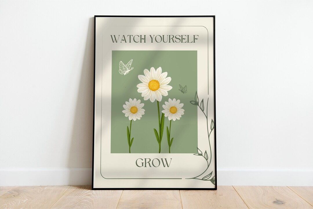 Positive Affirmation Wall Art, Aesthetic Flower Poster, Printable ...