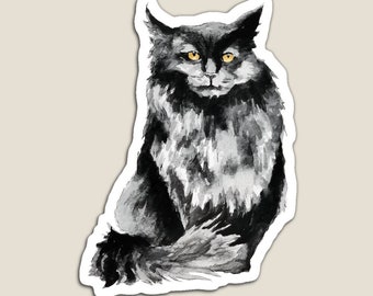 Watercolor Black Norwegian Forest Cat Clipart