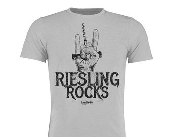 Vinojunkie™ T-Shirt "Riesling Rocks" Herren S-3XL - Weinliebe & Wein Lifestyle Pfalz Rheinhessen Mosel Franken Rheingau Geschenk für Männer