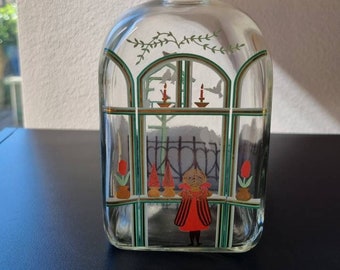 Holmegaard Christmas design snaps liquor vintage decanter bottle, 70 cl, from the year 1987. Danish Design.