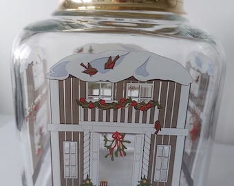 Holmegaard Christmas vintage cookie (bisquit) glass jar with Christmas motives. Designed in Denmark, from the 2022 collection.