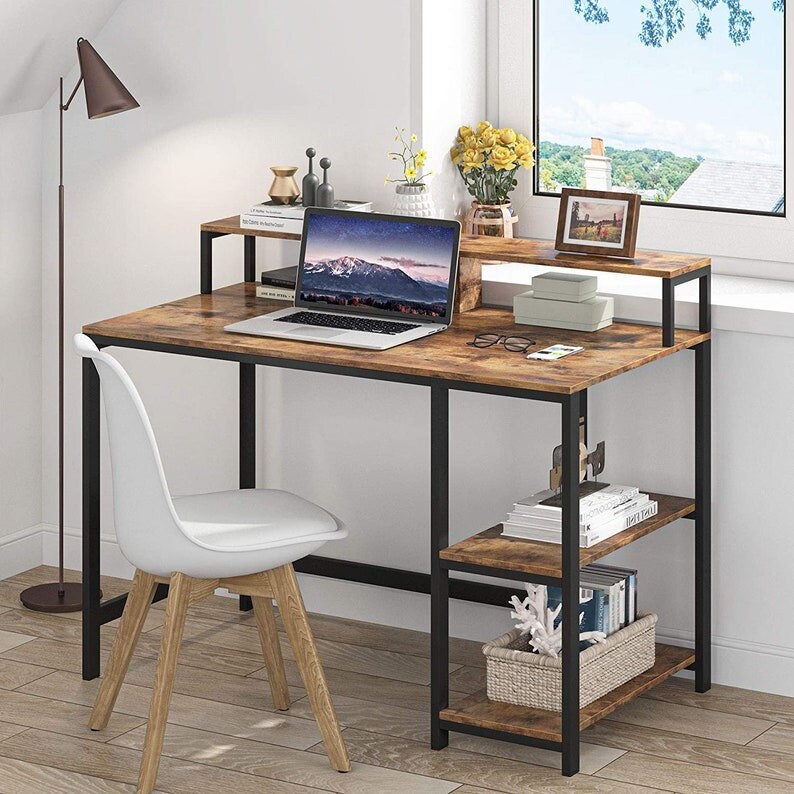 Industrial Style Computer Desk With Monitor Stand and Steel - Etsy UK