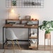 Industrial Style Computer Desk With Monitor Stand And Steel Frame Home Office Bedroom Wooden Furniture Workstation Table With 2 Shelves 