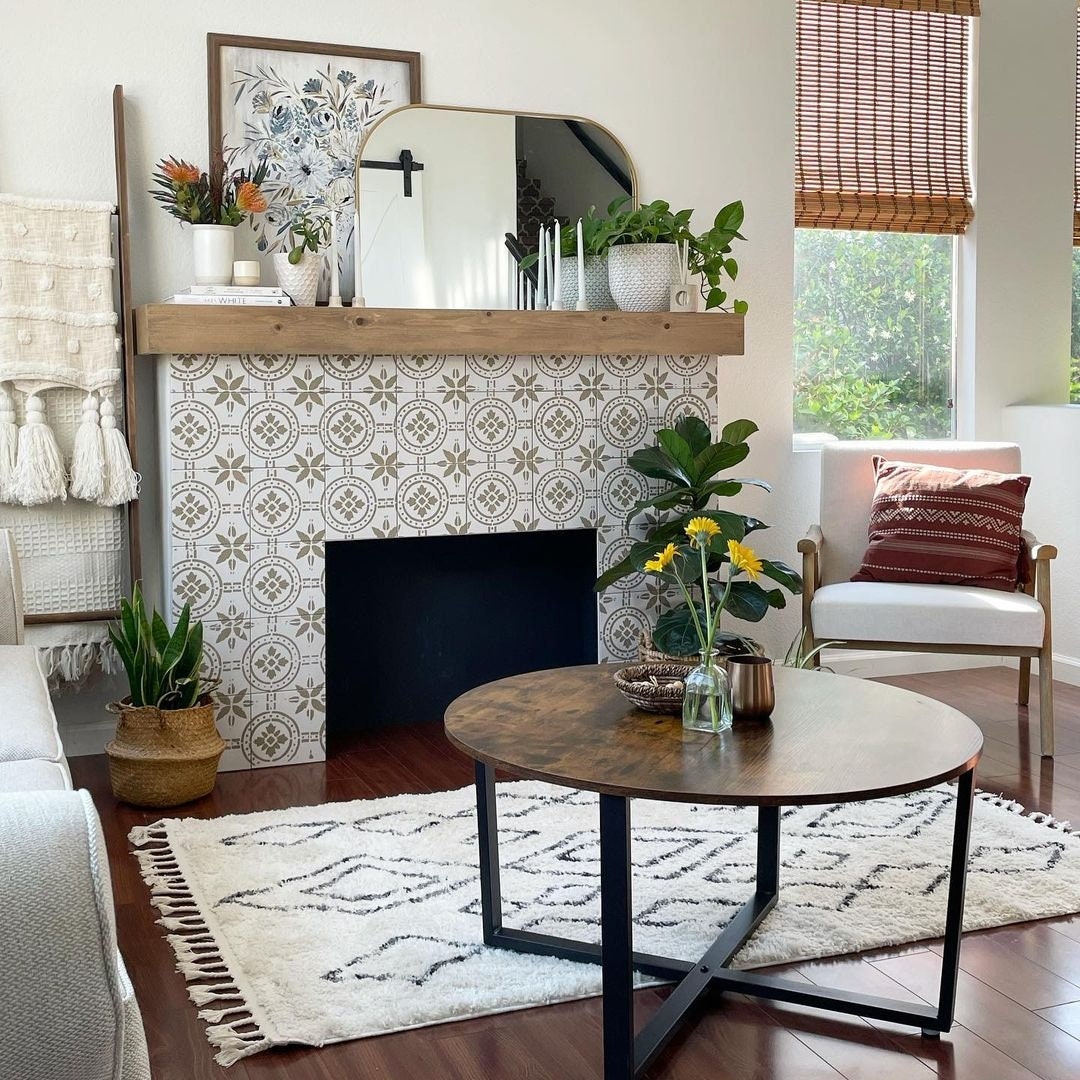 Round Coffee Table Rustic Brown Solid Wood Coffee Table Mid Etsy UK